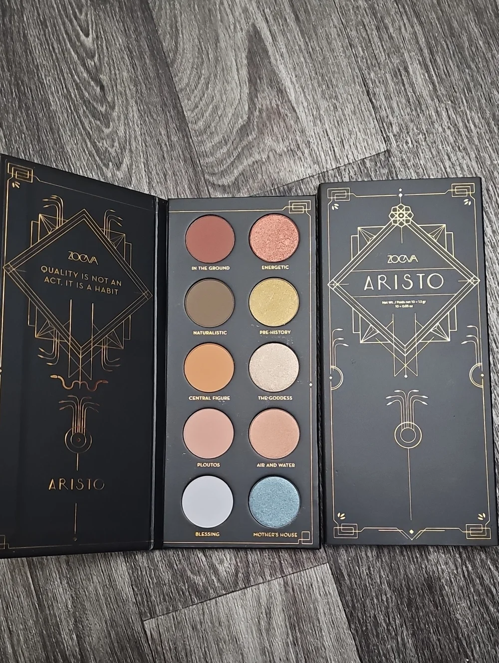 ZOEVA Aristo Eyeshadow Palette — Browns, Peach, Gold & Blue Shimmers